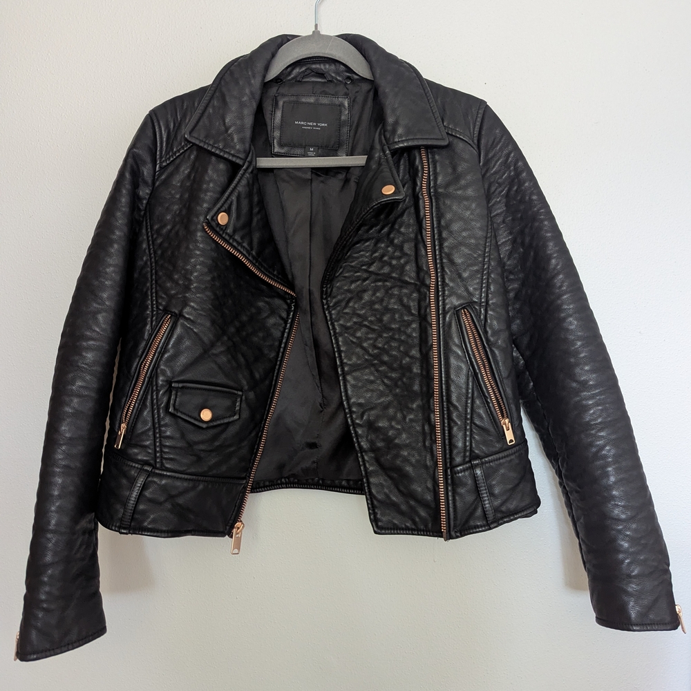 Marc New York Black Textured Leather Jacket - Picture 5 of 7